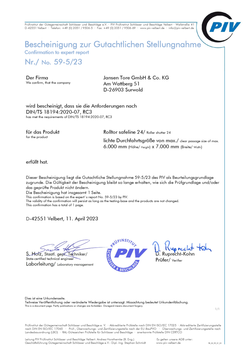 Rolltor SAFELINE24 - Bescheinigung RC3 59-5-23.pdf