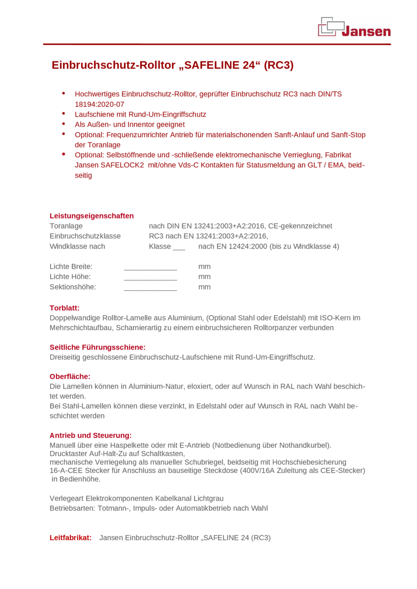 Einbruchschutz-Rolltor SAFELINE 24 (RC3)_Ausschreibungstext.docx